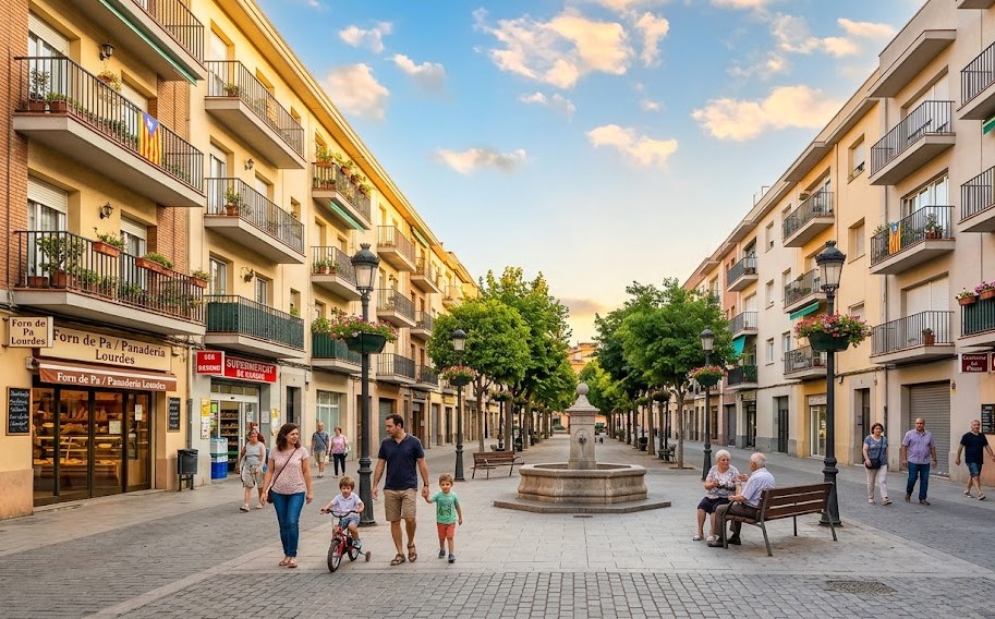 Vistas de las calles, la actividad vecinal y el entorno del Barrio Lourdes en Mollet del Vallès